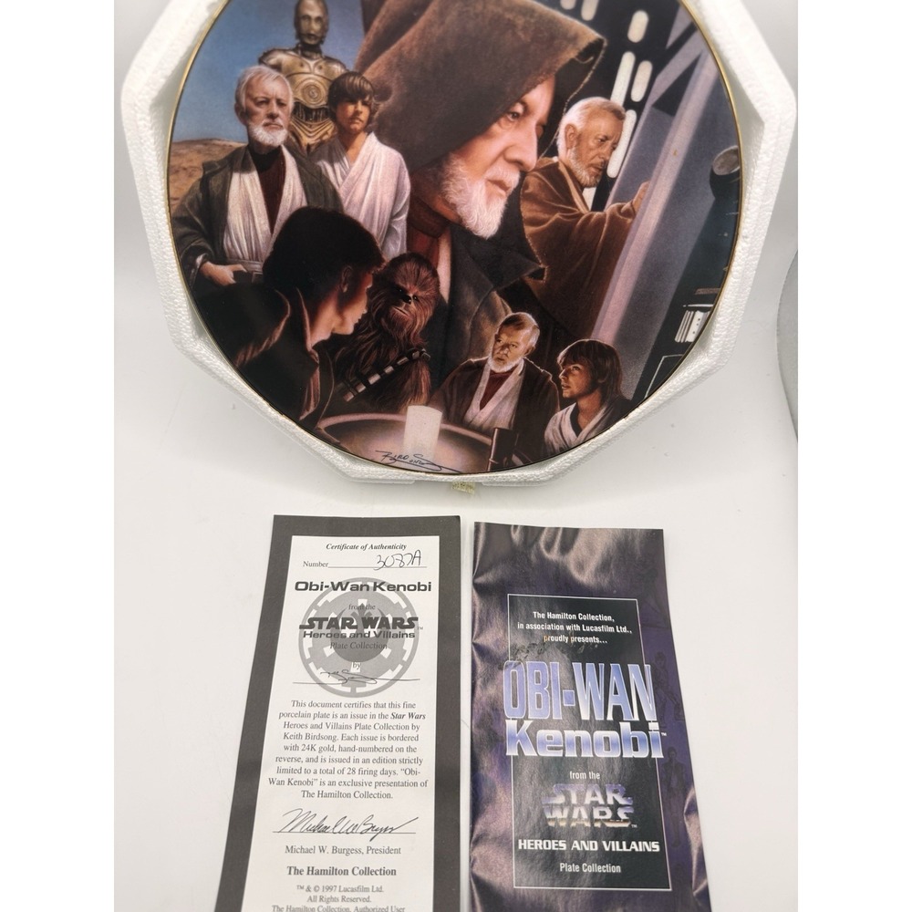 Obi-Wan Kenobi Star Wars Hamilton Collection Plate Heroes and Villains COA